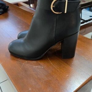 ASOS Maternity Black Heeled Boots with Gold Accent